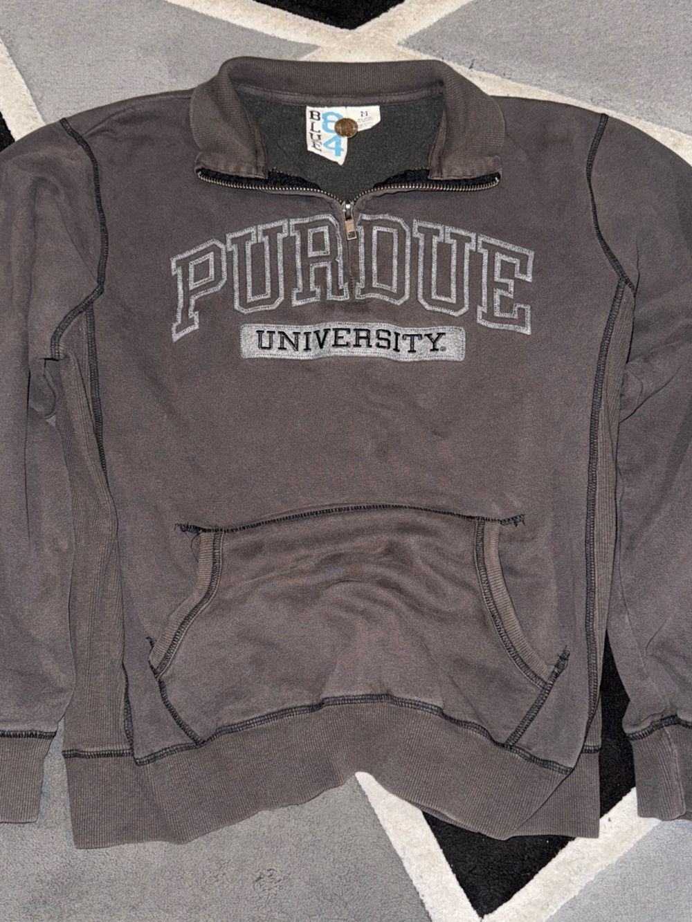 Gray Purdue University quarter zip sweatshirt